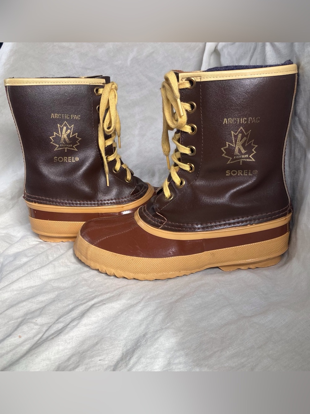 Sorel Brown and Tan Arctic Pac Lace-Up Rain & Snow Boots